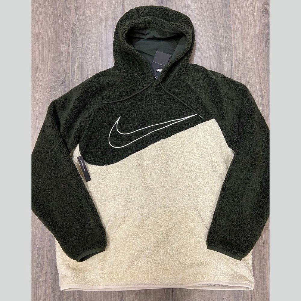 NWT Nike Sportswear Pullover Hoodie Olive / Cream Size XL